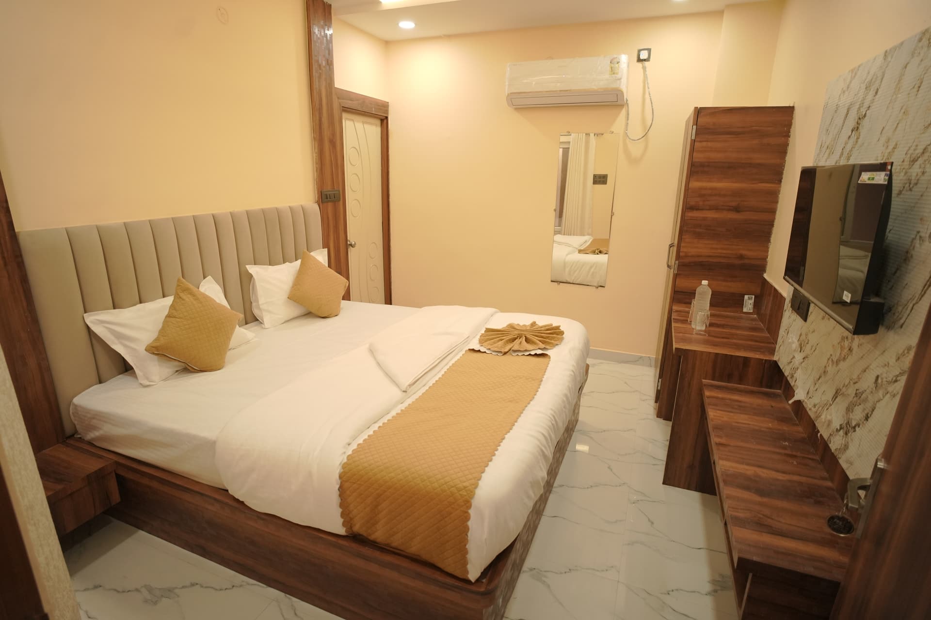 Comfortable hotel room with modern amenities