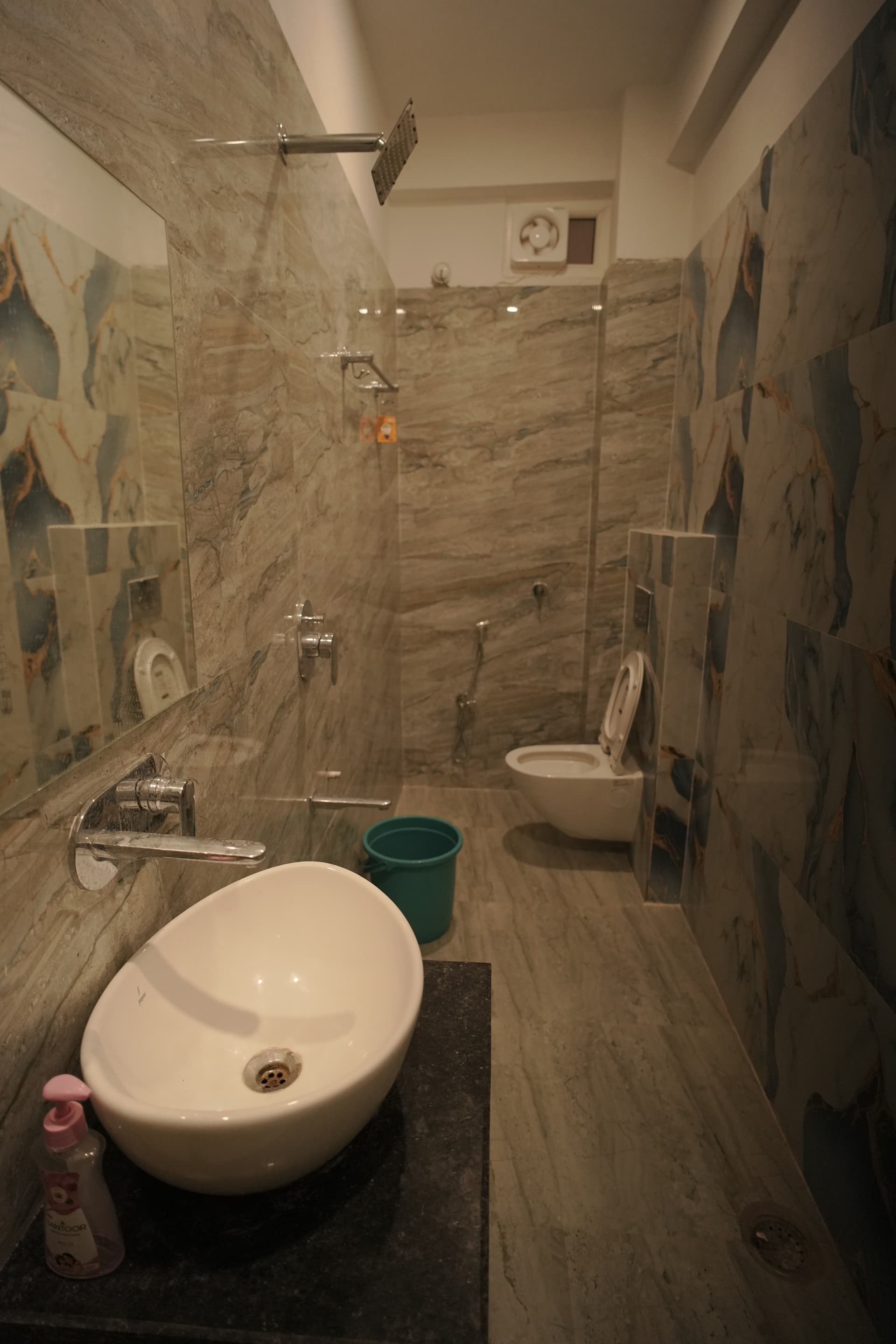 Attached washroom with hot water at Durgesh Inn